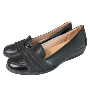 LifeStride Womens Black Casual Flats Loafers Comfort Shoe Size 7.5 W Vegan NEW